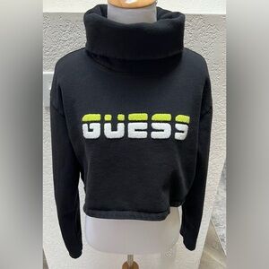 Retro Y2K Guess Turtleneck Cropped Logo Sweatshirt